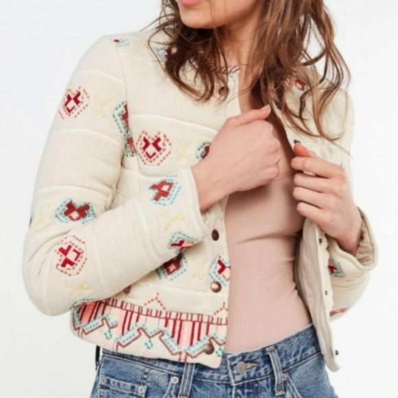 Urban Outfitters Jackets & Blazers - Urban Outfitters Embroidered Ivory Bolero Jacket
